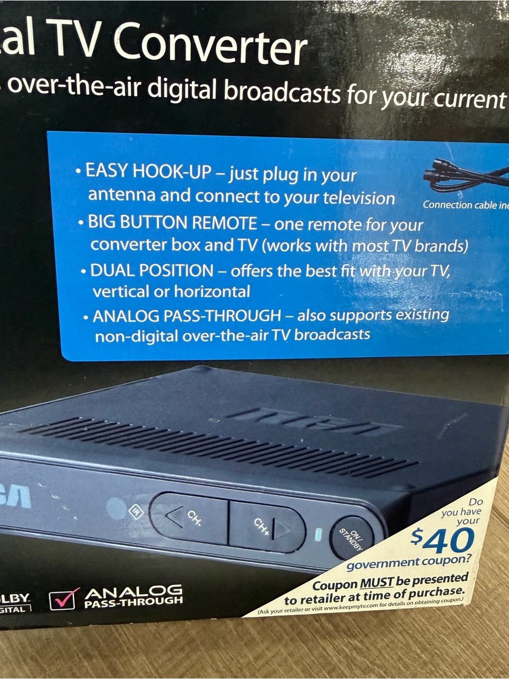 RCA DTA800B1 Digital TV Converter Box Remote & Cable Over The Air Broadcasts - Picture 12 of 13
